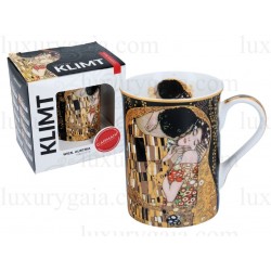 Чаша за чай порцелан 400мл ''Целувката -черно'' по картинa на Gustav Klimt 