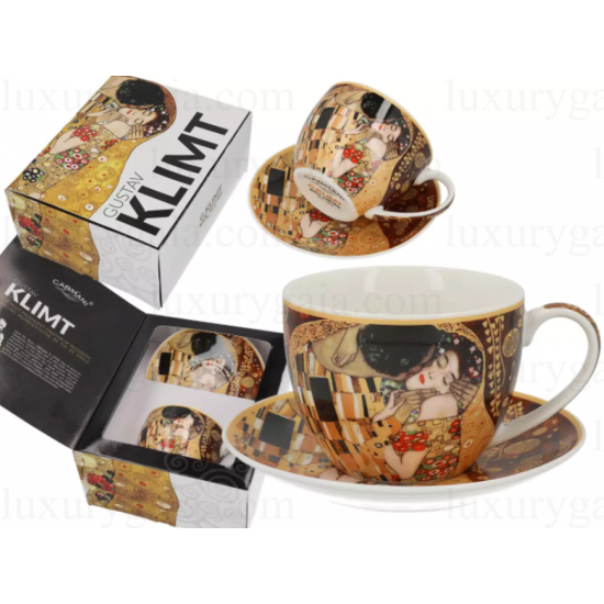 Чаша и чинийка за дълго кафе/чай ''Целувката" - 250мл. - Luxurygaia.com