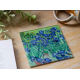 Стъклена подложка за чаша по картини на Van Gogh ''Ириси''. Размер 10.5x10.5cm - Luxurygaia.com