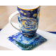 Стъклена подложка за чаша по картини на Van Gogh ''Звездна нощ''. Размер 10.5x10.5cm - Luxurygaia.com