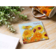 Стъклена подложка за чаша по картини на Van Gogh ''Слънчогледи''. Размер 10.5x10.5cm - Luxurygaia.com