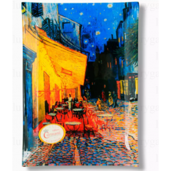 Стъклено плато с 24 карата златно покритие по картина на Van Gogh ''Тераса на нощно кафене'' . Размер 16х30см 