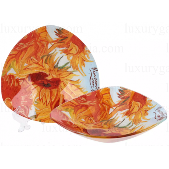 Стъклена купа по картини на Van Gogh ''Слънчогледи'' Размер 17х17см - Luxurygaia.com