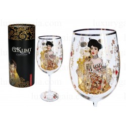 Чаша за вино 640мл . Стъкло с 24карата златно покритие по картина на Gustav Klimt ''Адел''