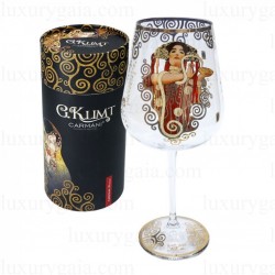 Чаша за вино . Стъкло с 24карата златно покритие по картина на Gustav Klimt ''Медицина'' h24.5cm