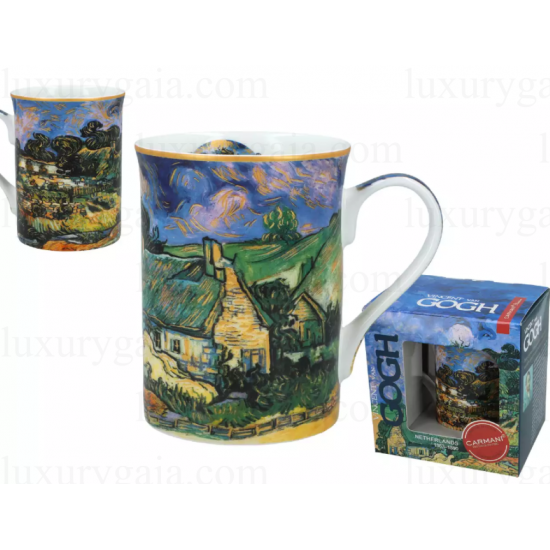 Чаша за чай порцелан 400мл '' Сламени къщи в Кордевил 1890 '' Van Gogh - Luxurygaia.com